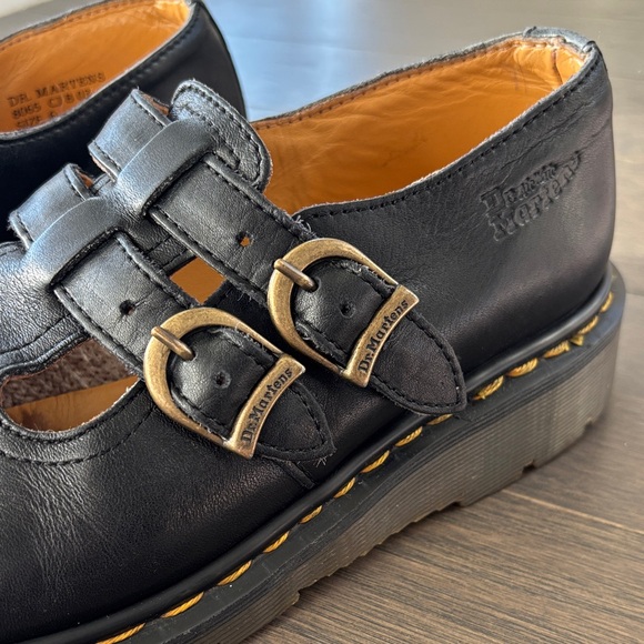 Vintage Made in England Dr. Martens Mary Jane’s - Black Leather Double Buckle - Picture 4 of 10